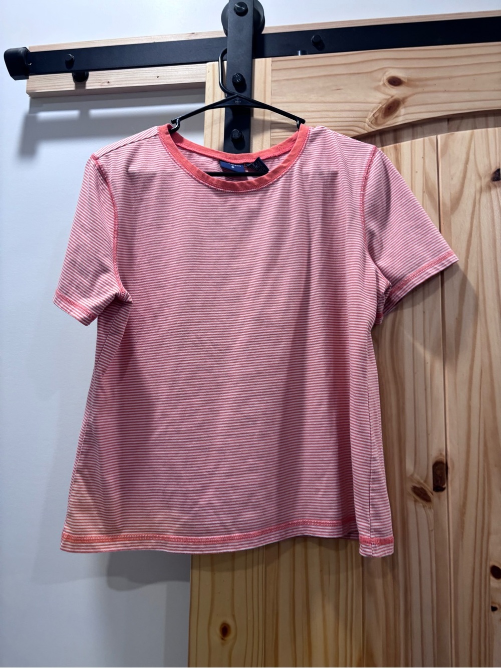 Mountain Lake Coral Pink Striped Short Sleeve Tee